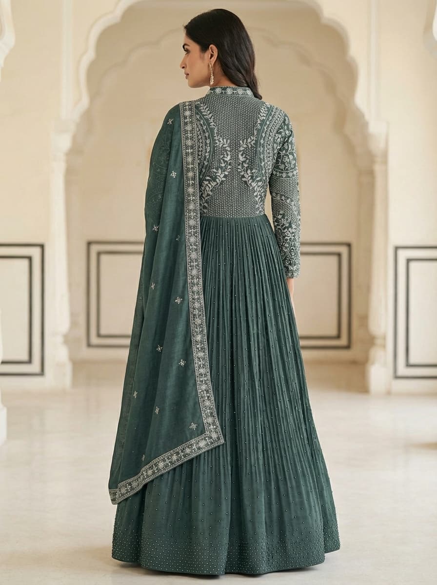 Elegant Embroidered Anarkali Suit with Dupatta - View 2