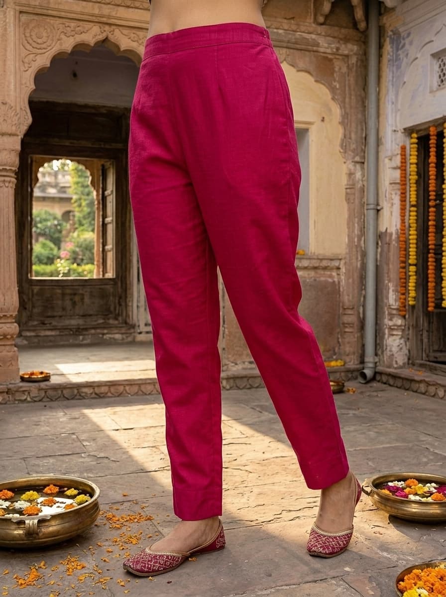 Magenta Georgette Straight Suit with Floral Embroidery & Dupatta | Party Wear - View 3