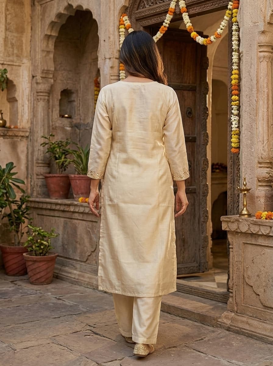 Elegant Embroidered Organza Suit Set - View 2