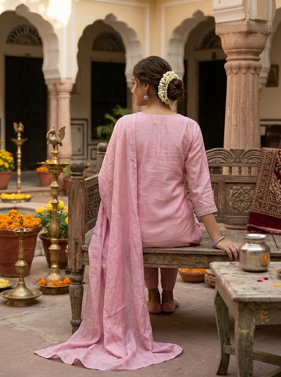Elegant Pink Embroidered Art Silk Straight Suit with Dupatta | Festive & Party Wear - View 2