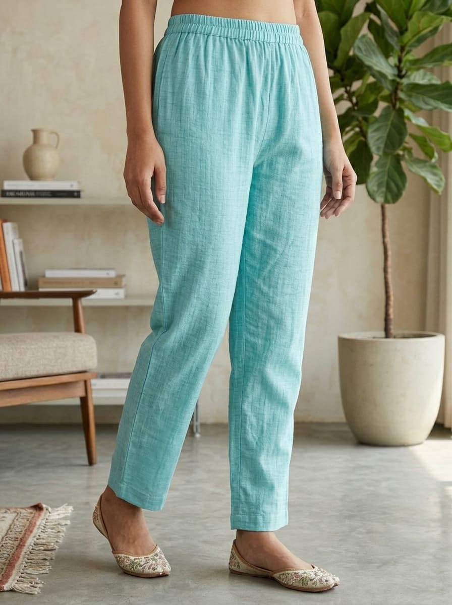Teal Floral Embroidered Art Silk Straight Palazzo Suit Set - View 3