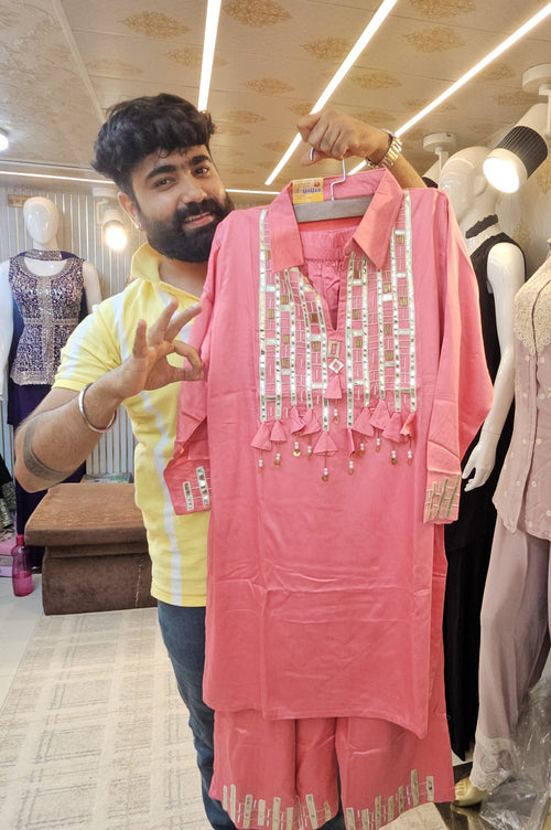 ELEGANT PINK CO-ORD SET WITH FLARE PANT